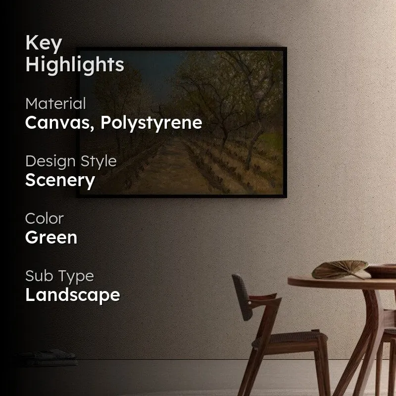Vineyard Valley Canvas Wall Painting - Black Frame media 2