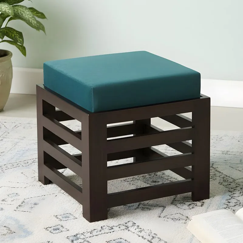 Virox Sheesham Wooden Bench with Stool (Blue) - Two Piece Set media 1