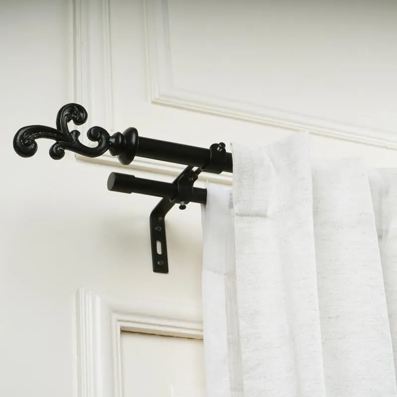 Andalus Extendable 1" Double Curtain Rod With Abstract Finial & Brackets media 3