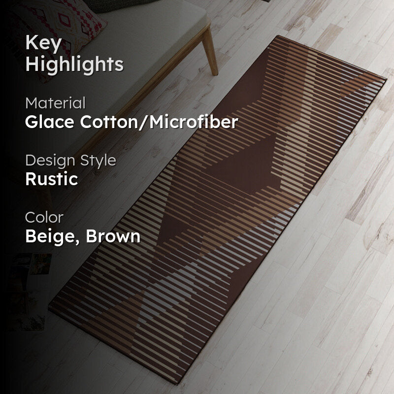 Calista Geoemteric Micro Fiber Runner Rug - Brown media 2