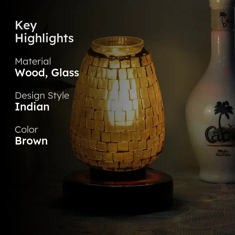 Lumyne Mosaic Glass Table Lamp With Wooden Base media 2