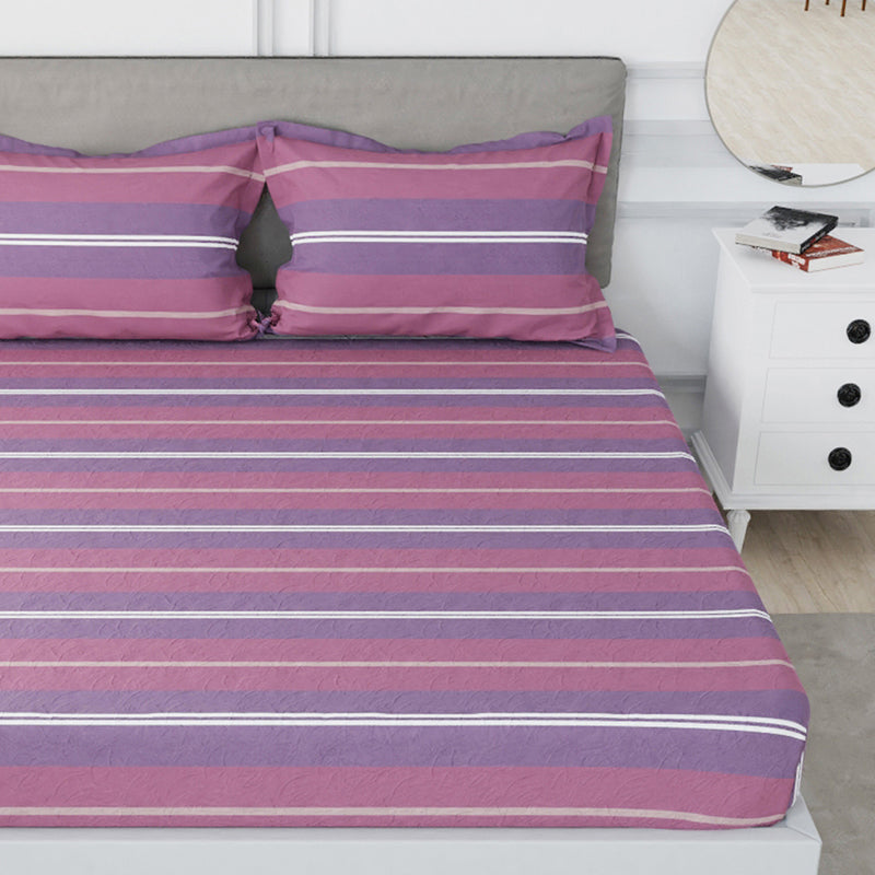 Nautica Stripe Symphony Cotton Bedsheet (Pink) - 210 TC media 4
