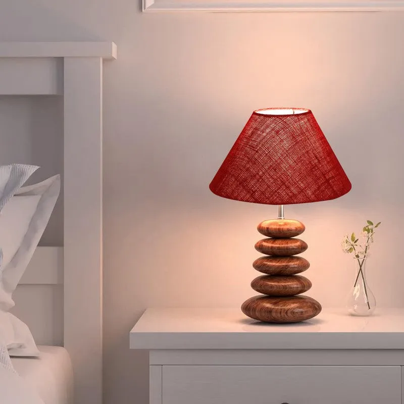 Gloworix Jute Table Lamp With Wooden Base - Maroon media 7