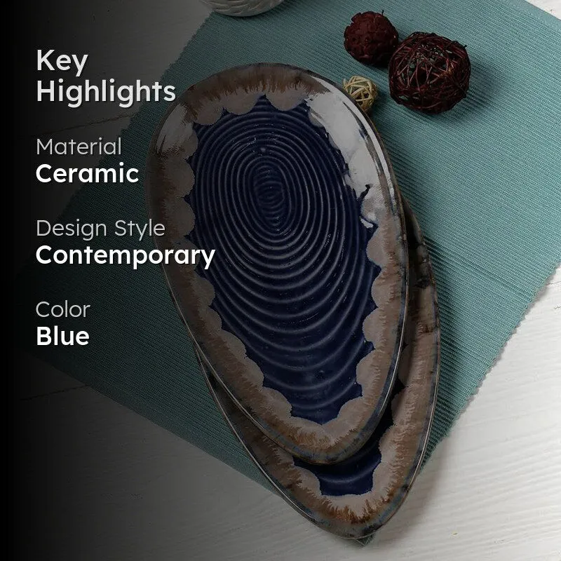 Halmi Oyster Handmade Ceramic Platter - Set of Two media 2