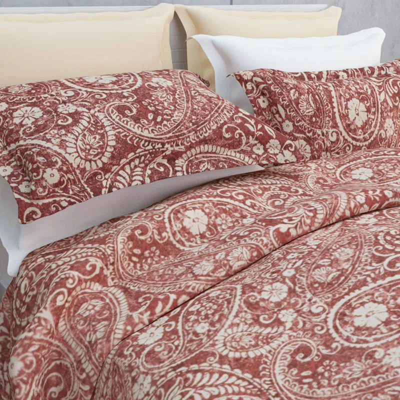 Paisley Nights Cotton Bedsheet (Red) - 144 TC media 9