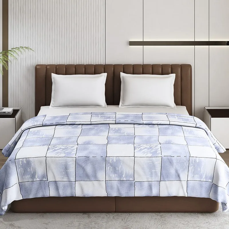 Monte Carlo Bluemod Checks Print Polyester Blanket (Grey) - 210 GSM media 4