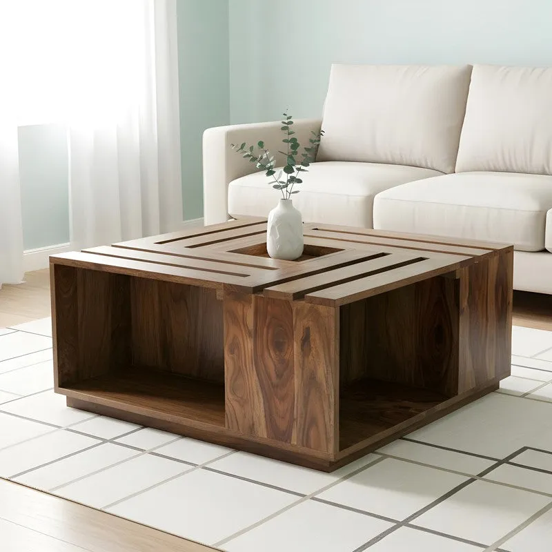 Yervon Sheesham Wooden Center Table - Brown media 3