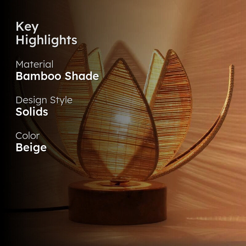 Padma Bamboo Table Lamp - Beige,Brown media 2
