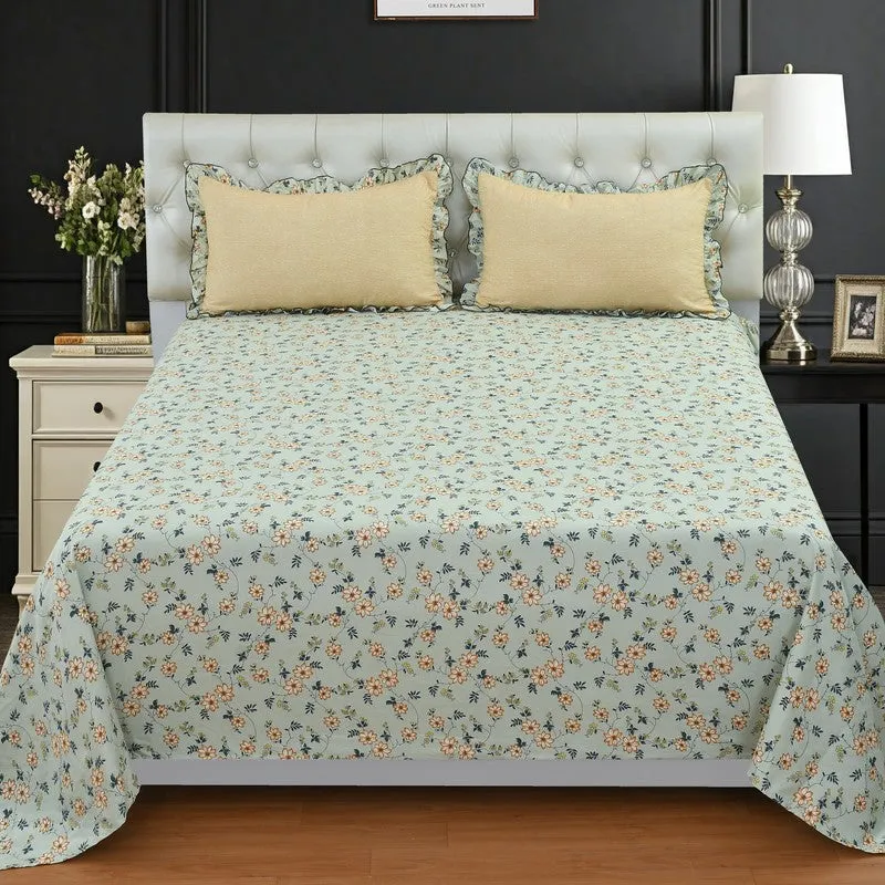 Floral Whirl Frill Micro Fiber Bedsheet - 150 GSM media 3