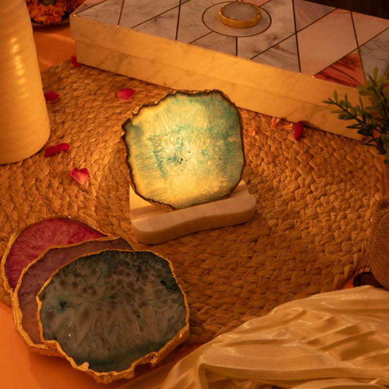 Cosette Agate Tealight Candle Holder Gift Box - Turquoise