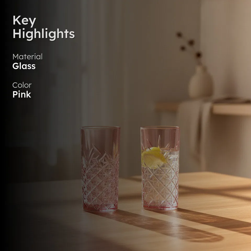 Pasabahce Billy Tall Pink Tumbler (450 ML) - Set Of Two media 2