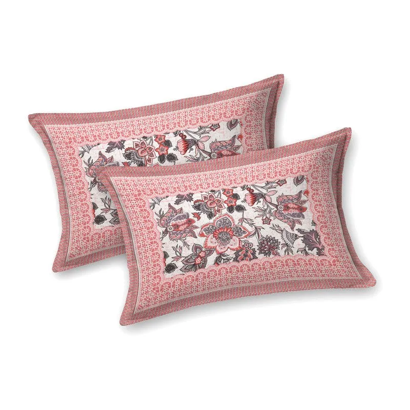 Leafis Cotton Bedsheet (Pink,Grey) - 240 TC media 4