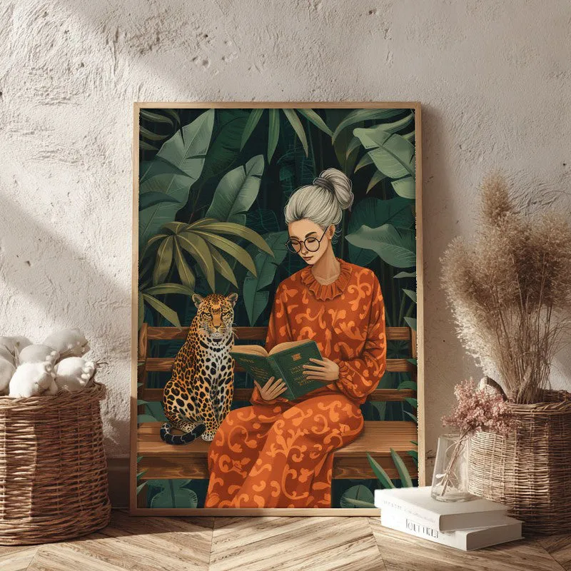 Story In Savanna Canvas Wall Painting - Brown Frame media 3