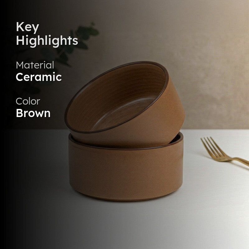 Whimsi Ceramic Soup Bowls (280 mL,Dark Brown) - Set Of Two media 2