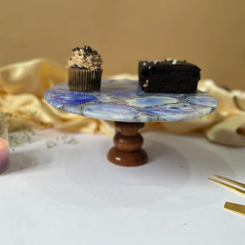 Emora Handcrafted Agate Cake Stand - Blue media 4