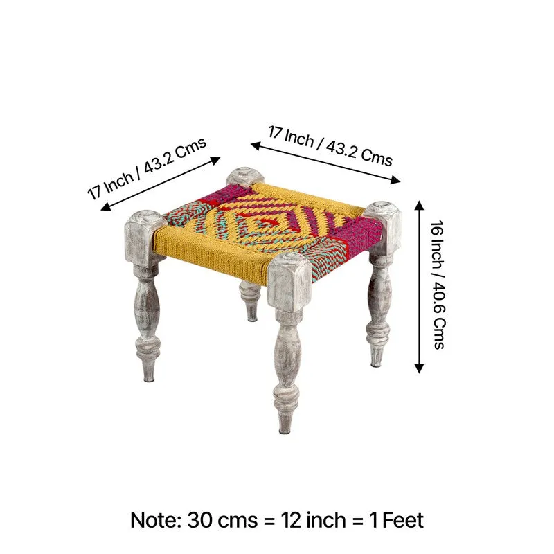 Fuvon Sheesham Wooden Bench with Stools (Multicolor) - Three Piece Set media 11