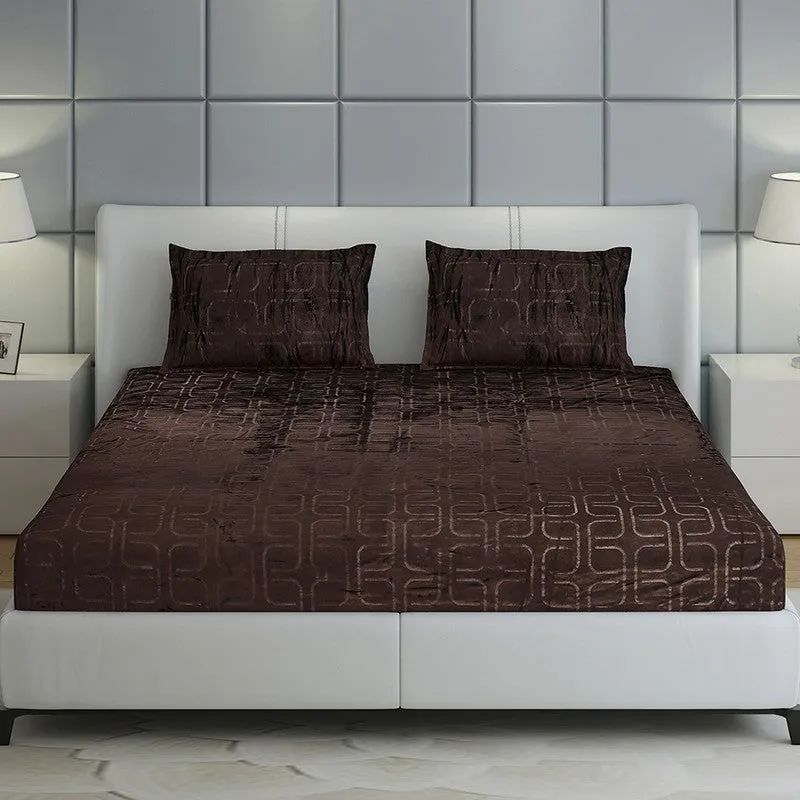 Monte Carlo Gentle Geometry Bedsheet (Brown) - 300 GSM media 1