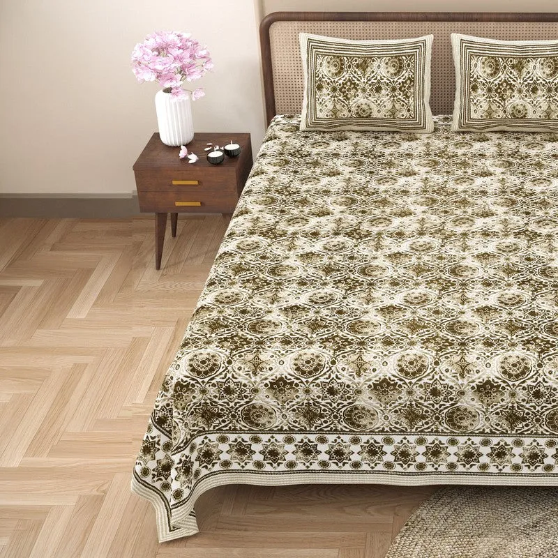 Loomet Cotton Bedsheet (Olive Green) - 240 TC media 4