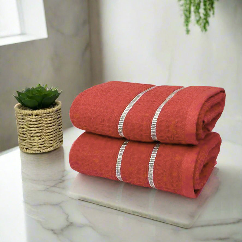 Junia Hand Towel (Rust) - Set Of Two - 16 x 24 Inches