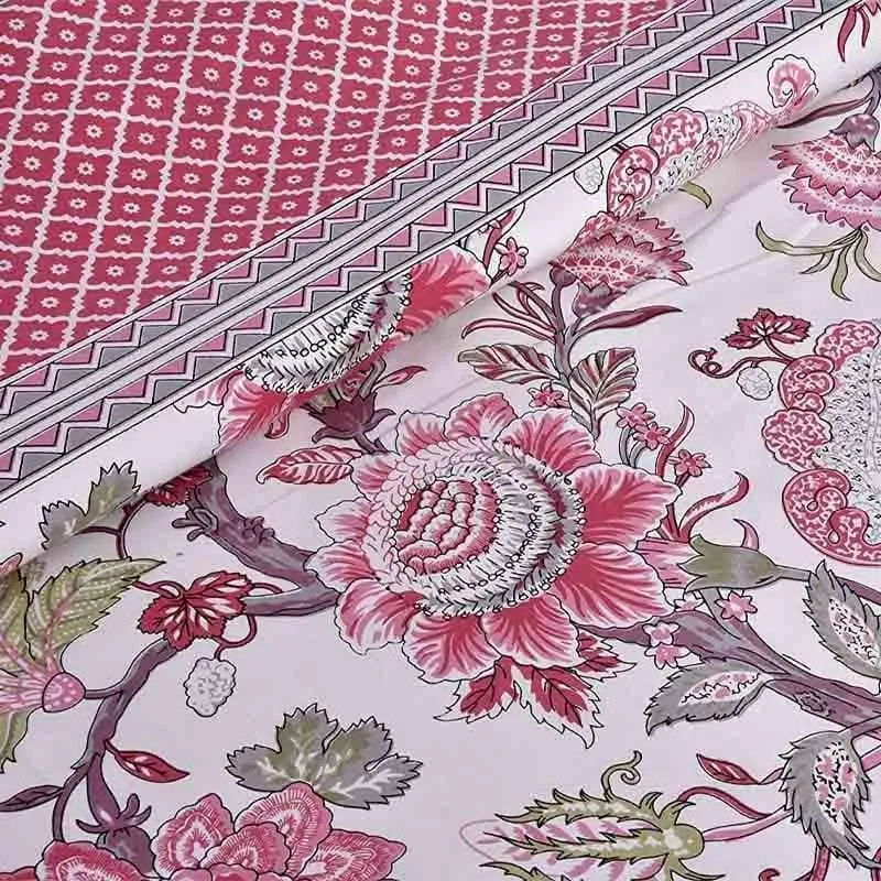 Gulab-E-Gulzaar Cotton Bedsheet (Magenta) - 144 TC media 4