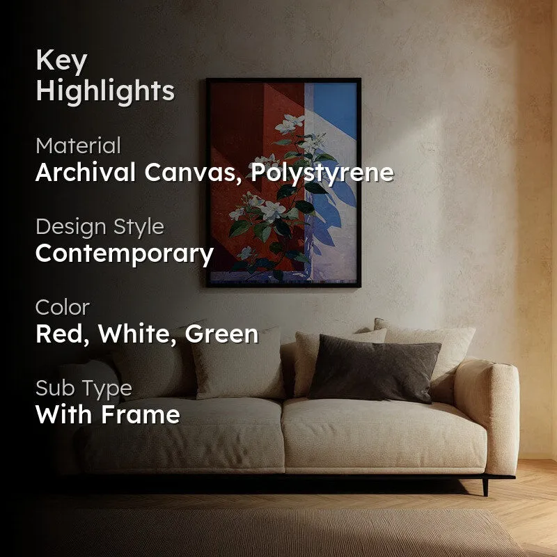 Scarlet Petals Canvas Wall Painting - Black Frame media 2