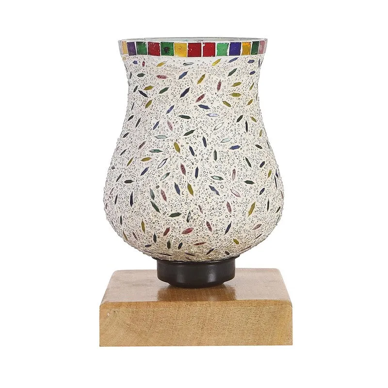 Clairo Mosaic Glass Table Lamp With Wooden Base - Multicolor media 6