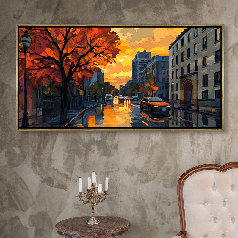 Autumndrift Canvas Wall Painting With Frame