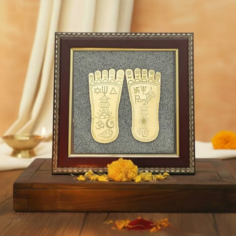 Goddess Laxmi Charana Paduka Pyrite & Wood Wall Art media 3