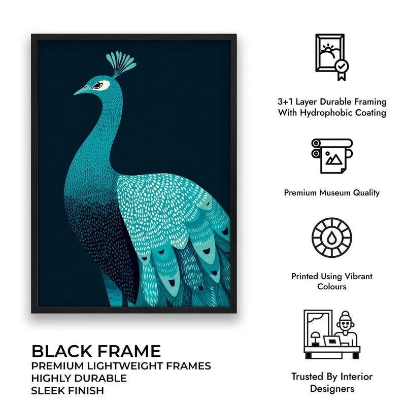 Elegant Peacock Canvas Wall Painting With Black Frame media 12