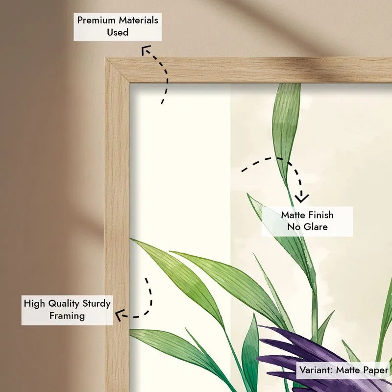 Feather & Foliage Botanical Archival Paper Wall Art - Natural Brown Frame media 6