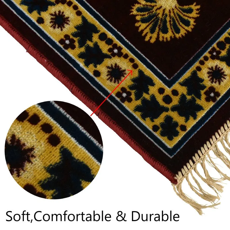 Noorara Velvet Prayer Mat - Maroon media 4