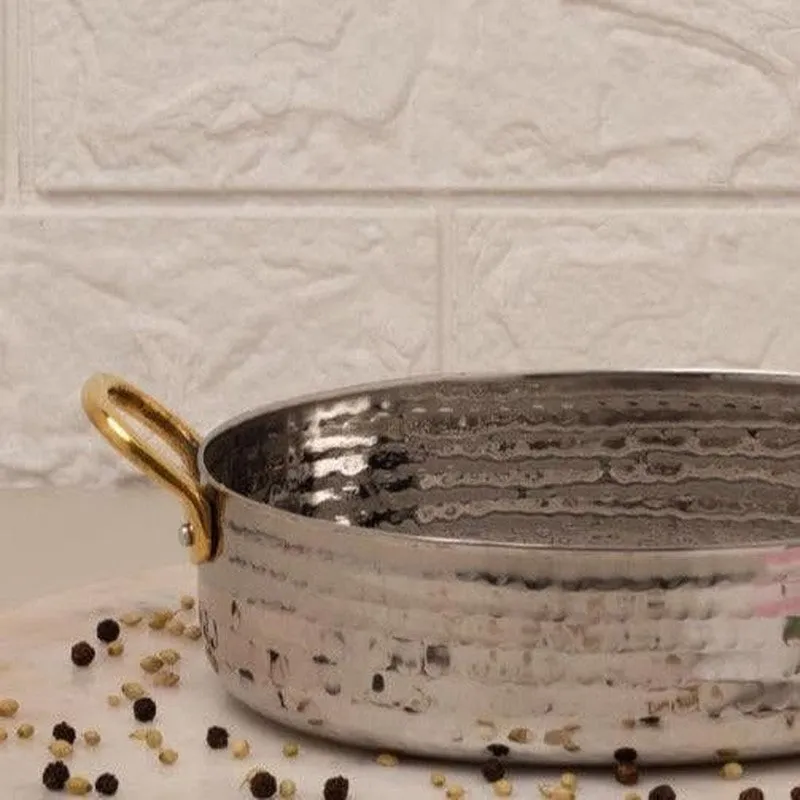Vintage Allure Hammered Oval Kadhai Serving Pot - 700 ML media 4