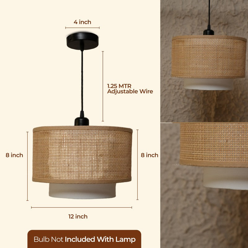Feylos Rattan Boho Ceiling Lamp - Beige media 10