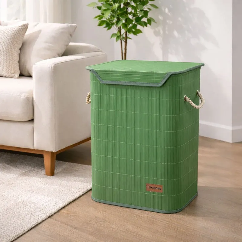 Strap Bamboo Laundry Basket - Green media 3