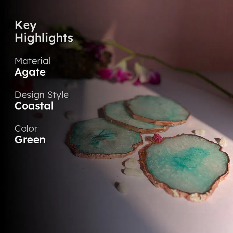 Suzzaine Handcrafted Crystal Agate Coaster (Green) - Set Of Four media 2