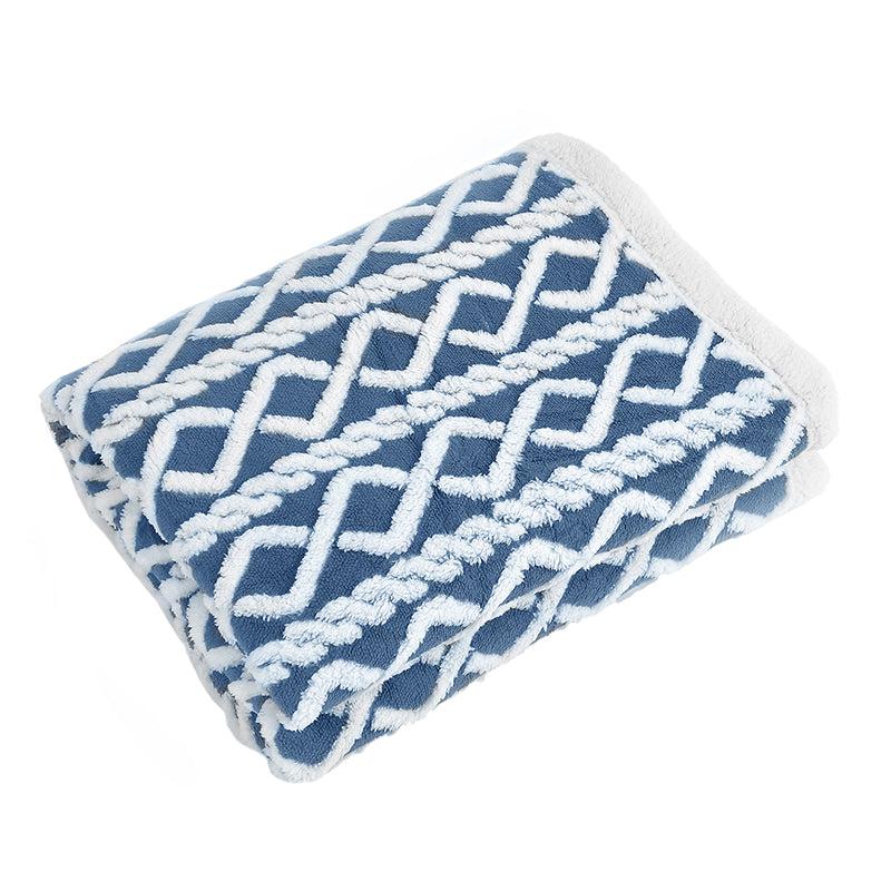 Oriella Geomatric Faux Fur Blanket (Blue)  - 210 GSM media 4