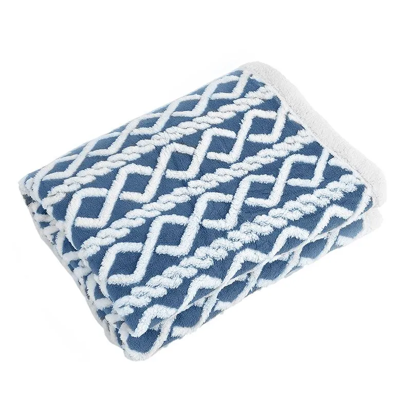 Oriella Geomatric Faux Fur Blanket (Blue) - 210 GSM media 4