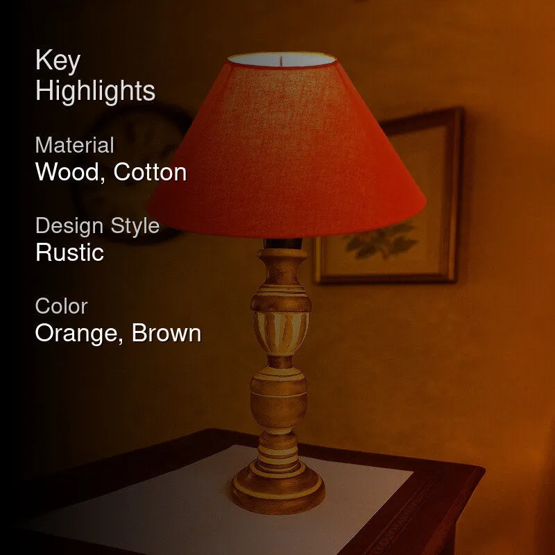 Zenrae Lume Wooden Table Lamp - Orange media 2