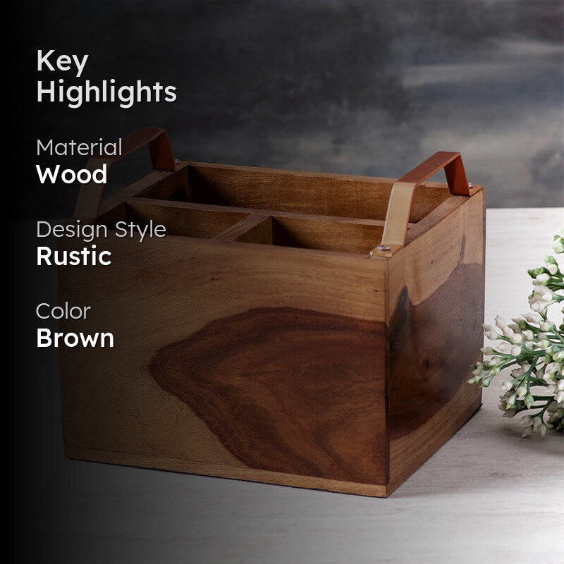 Iroko Cutlery Holder - Copper & Brown media 2