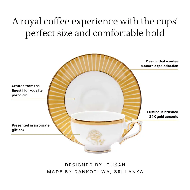 Gilded Iris 24k Gold Brushed Porcelain Tea Cup & Saucer (280 mL) - Set of Six media 6