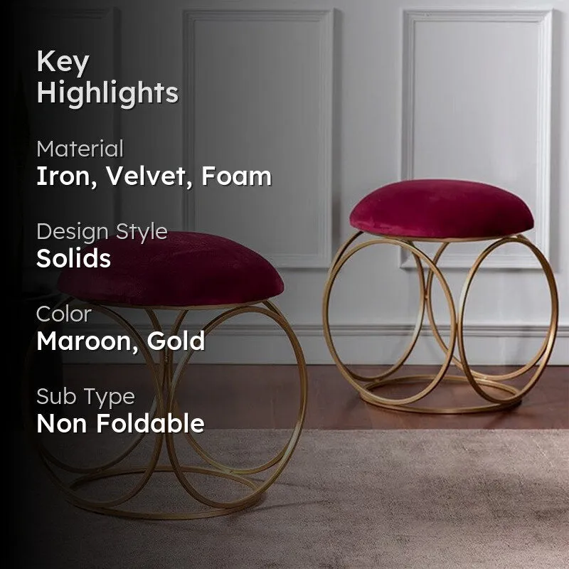 Adina Velvet Stool (Red) - Set Of Two media 2