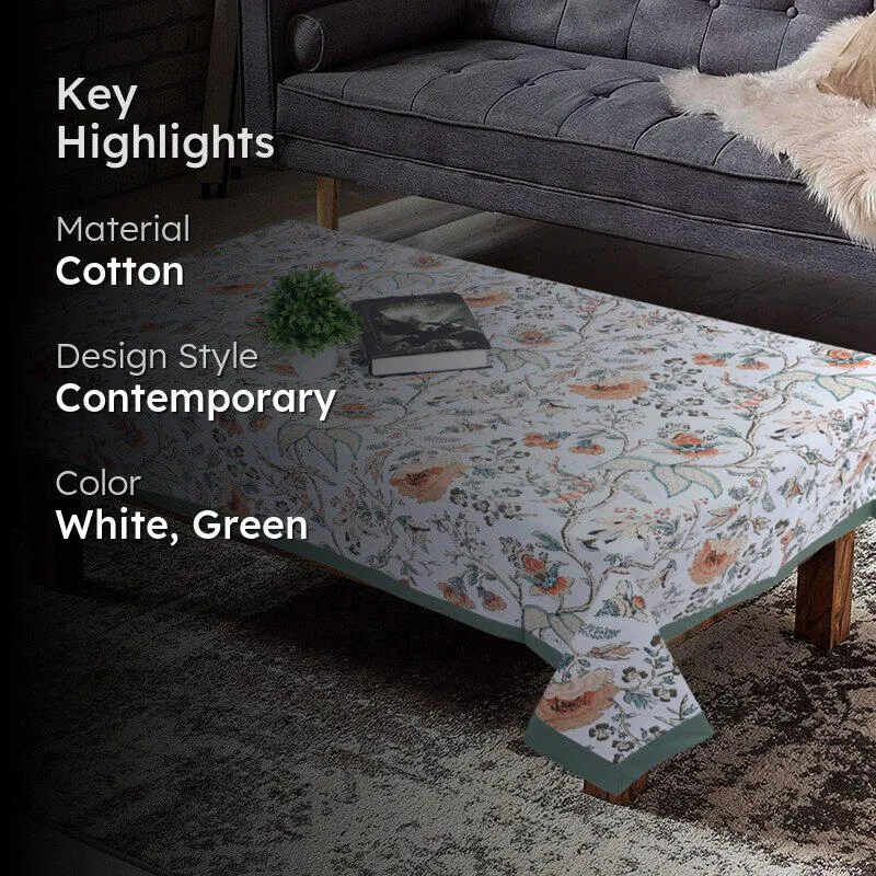 Muhina Rectangular Table Cover (Green/White) - Four Seater media 2