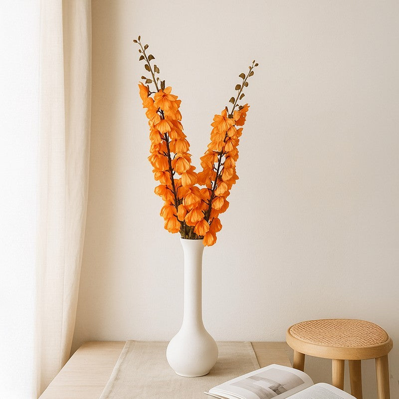 Aura Blooms (Orange) Lifelike Faux Floral Dcor - Set Of Two
