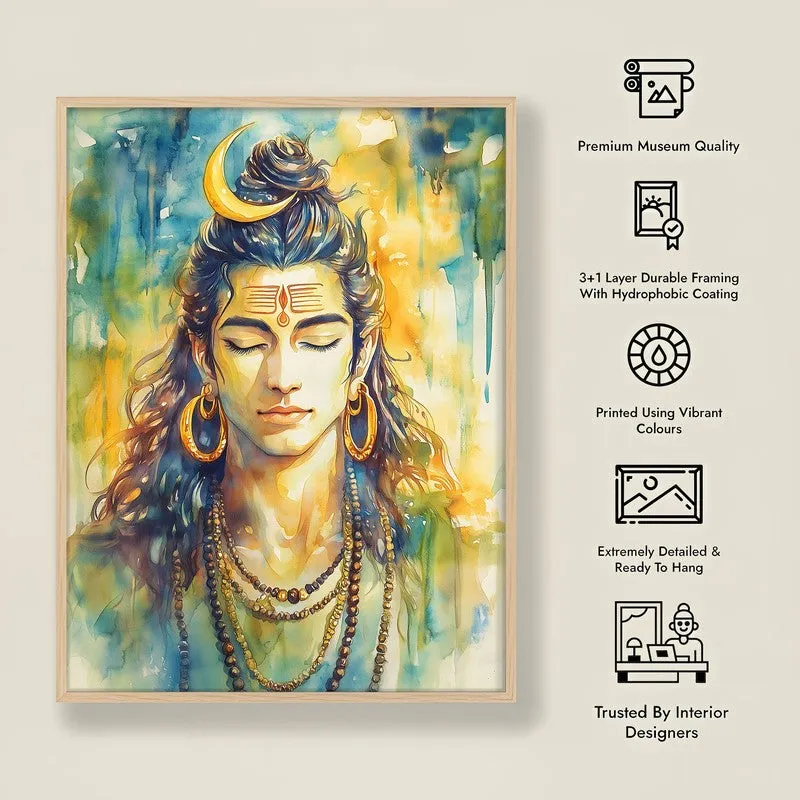 Shaktimayi Durga Spiritual Archival Paper Wall Painting - Natural Brown Frame media 8