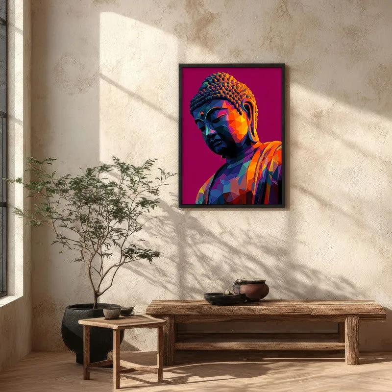 Prismatic Peace Buddha Archival Paper Wall Painting With Black Frame media 5