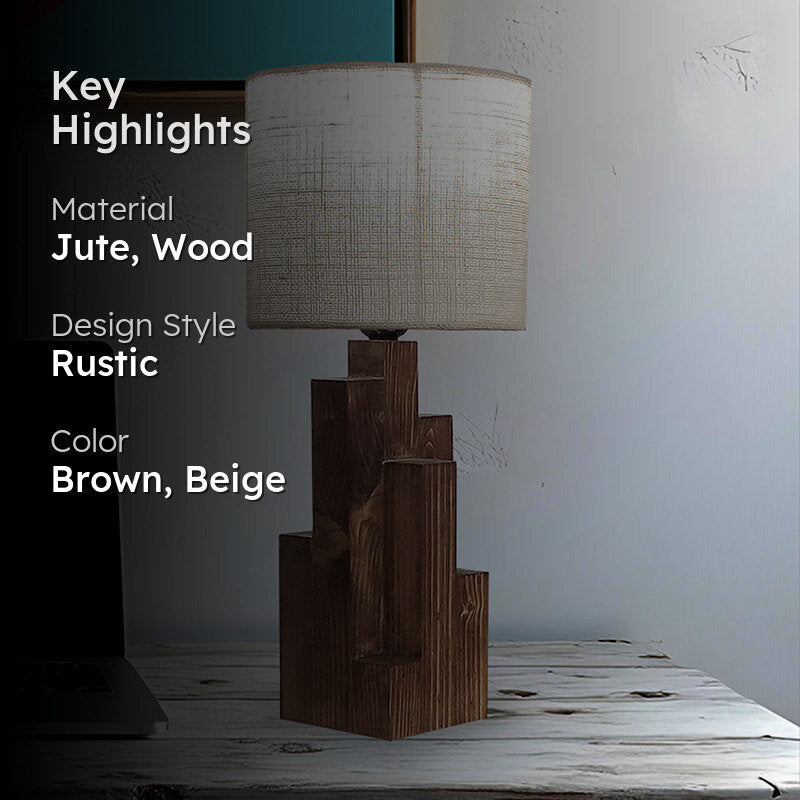 Jentique Jute Table Lamp - Brown,Beige media 2