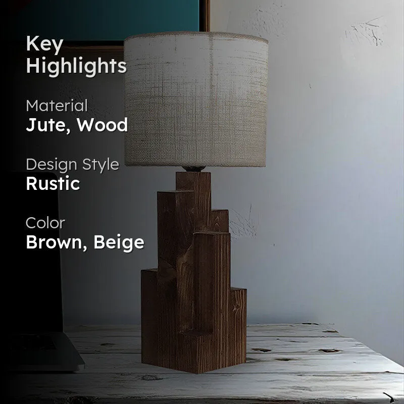 Jentique Jute Table Lamp - Brown,Beige media 2
