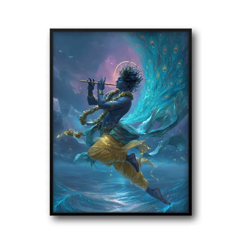 Lord Krishna in Celestial Radiance Archival Paper Wall Art media 7