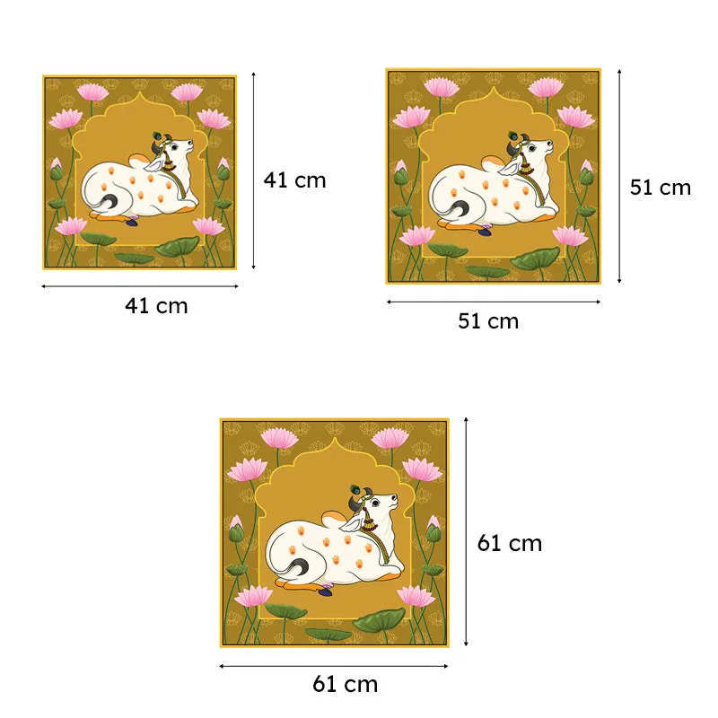 Resting Cows Canvas Wall Painting With Frame - Gold media 6