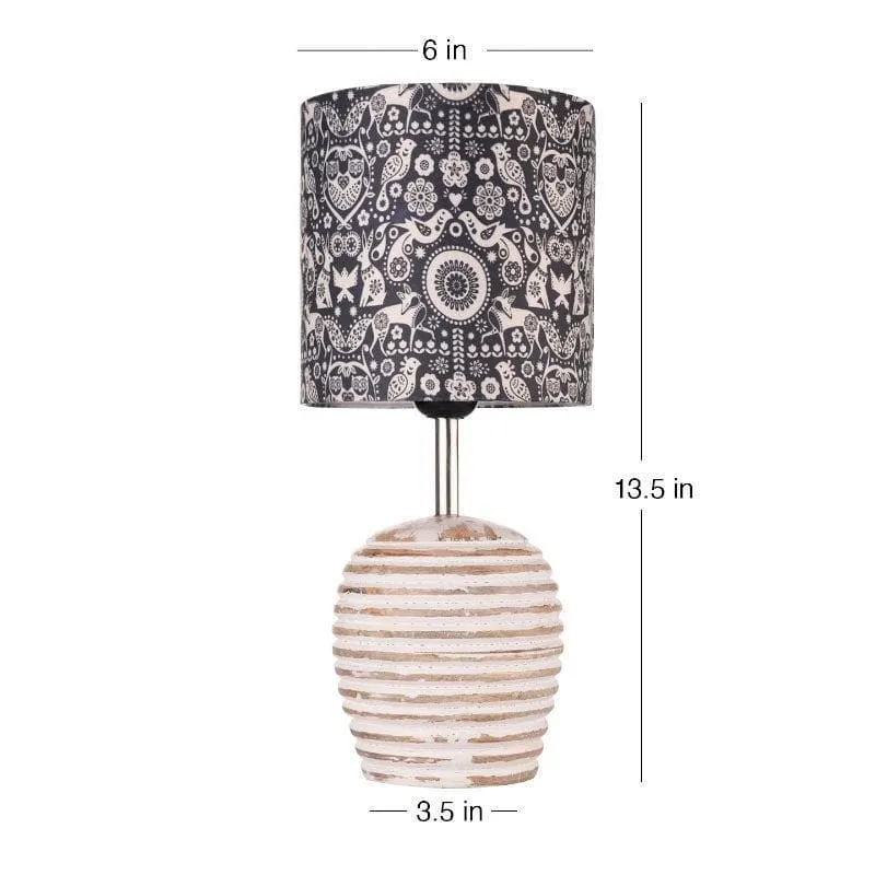 Boho Fauna Dome Fabric Table Lamp - Blue,White media 5